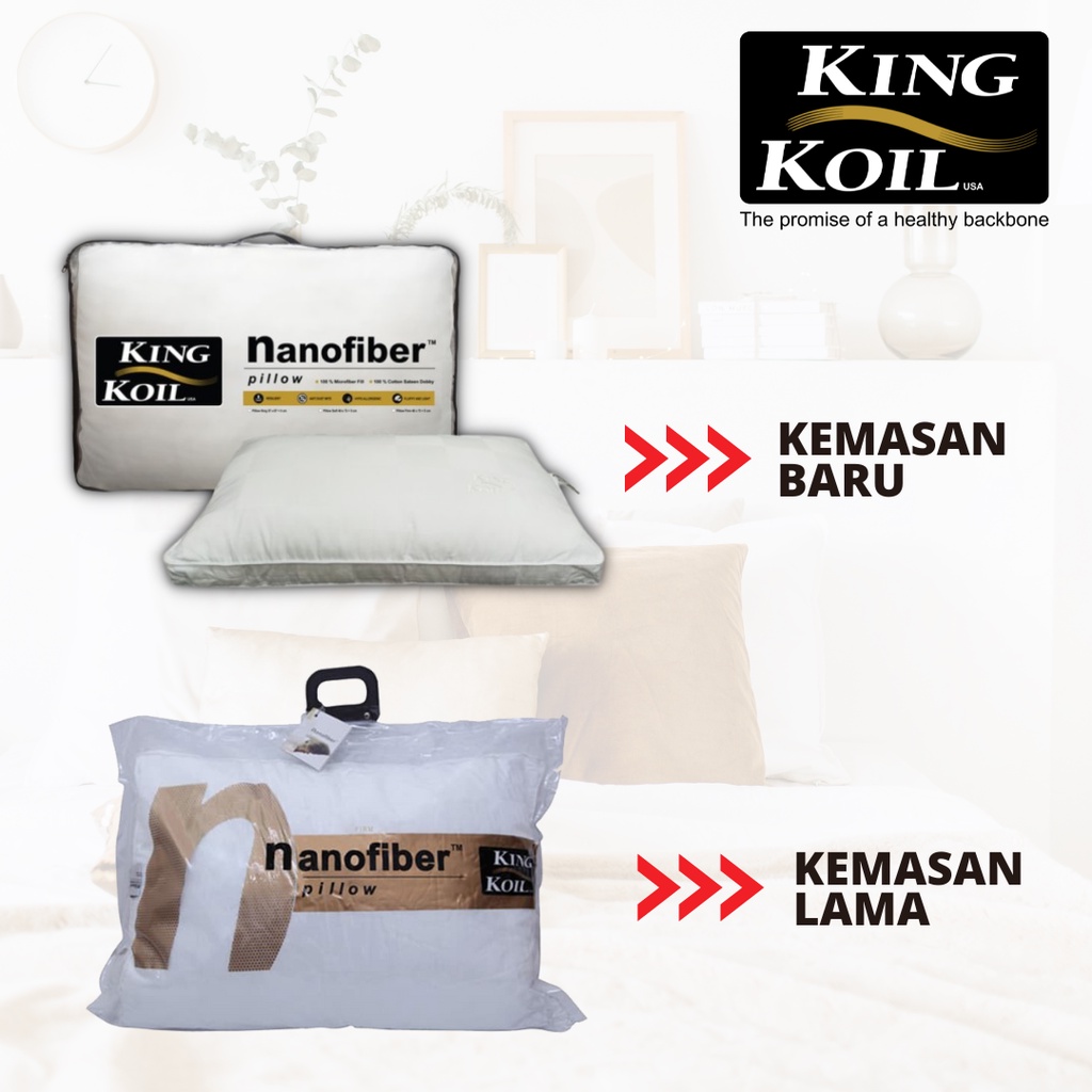 Bantal KING KOIL Nano Fiber Pillow Soft / KingKoil Nanofiber Ori Empuk