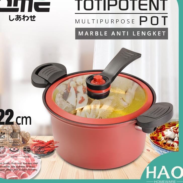 ➯ QME Panci Presto Teflon Totipotent Micro Pressure Cooker Pot 22CM 3.5L Anti Lengket ℮