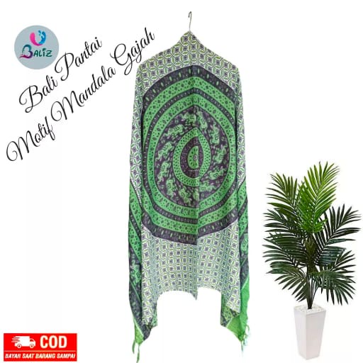 Kain Pantai Kain Bali Pantai - Kain Bali Motif Mandala Gajah Baru Rumbai Standar - Sarung SEMBILAN MODE - Sarung Bali - Kain Pantai - Kain Katun Jepang - Kain Untuk Hiasan Dinding - Kain Untuk Plafon Mobil Truk Dan Mobil 3/4 Lainnya