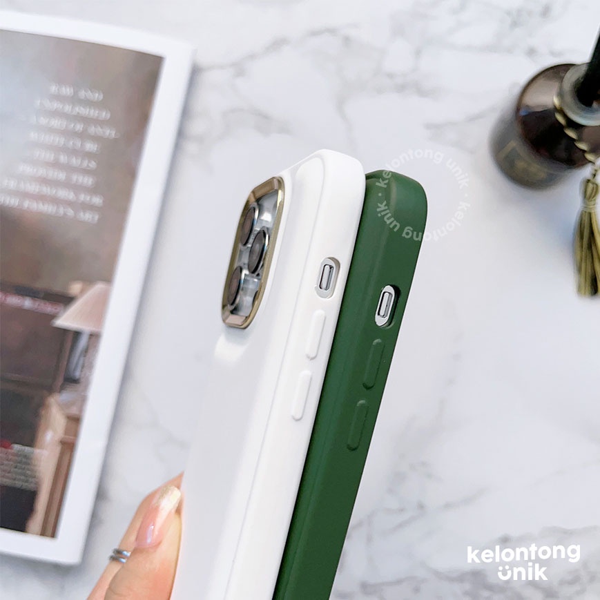 For iPhone - Basic Minimalist Classic Metallic Frame Puffy Case