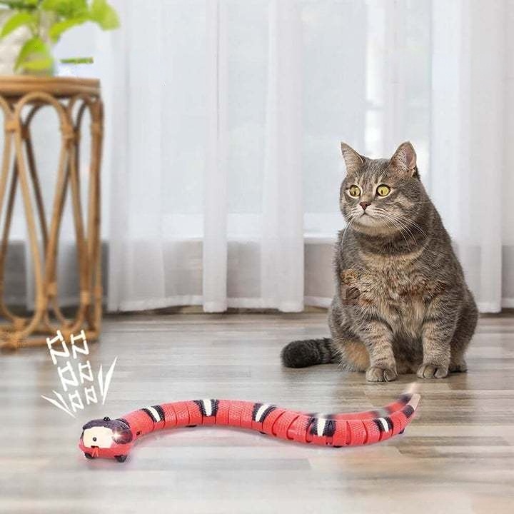 Smart Cat Interaktif Toy Robot Snake Sensor Realistis 3D Snake Cat Toy Mainan Interaktif Otomatis