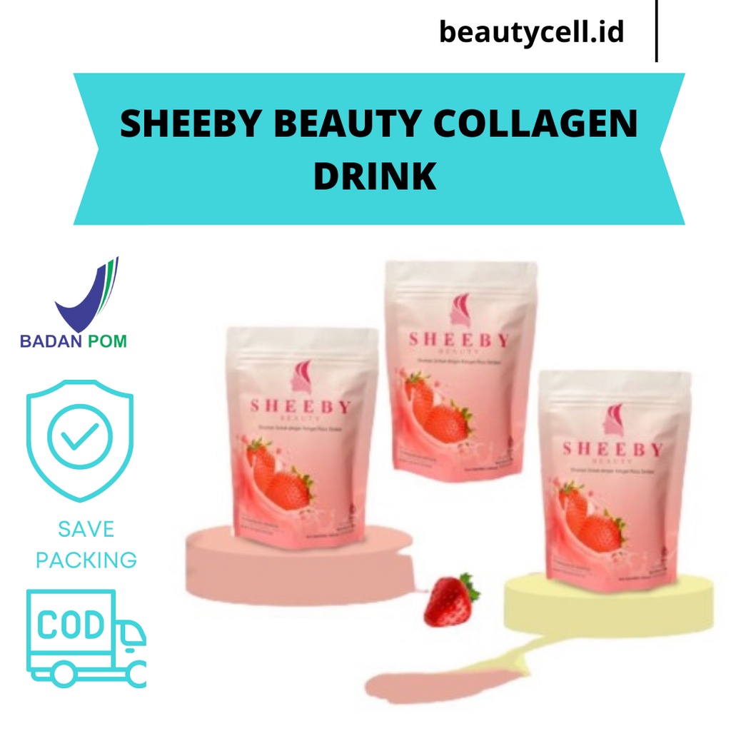 Sheeby Beauty - Minuman Collagen Rasa Strawberry  50 gram - Whitening Booster - Glutathione
