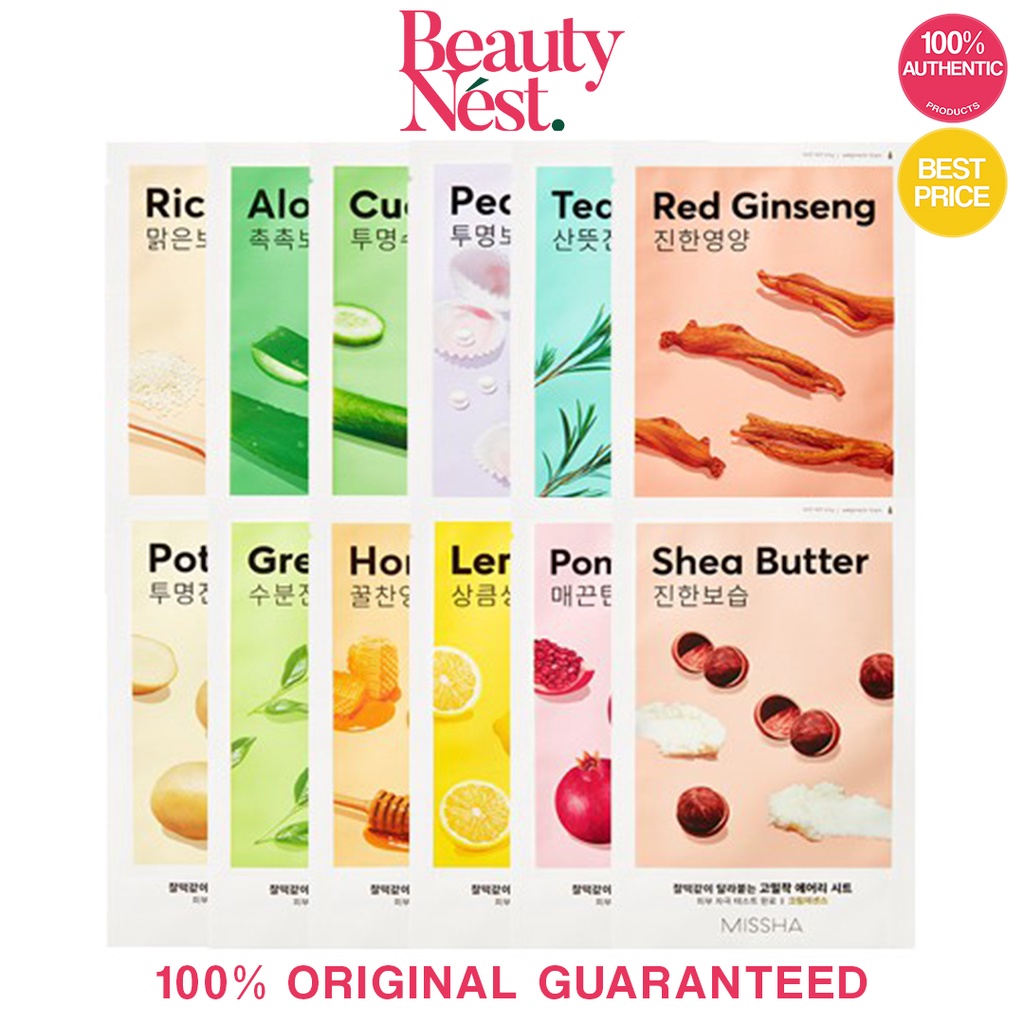 MISSHA AIRY FIT SHEET MASK - Masker Wajah / Sheetmask Korea / Pelembab Wajah / Toner Essence Cream