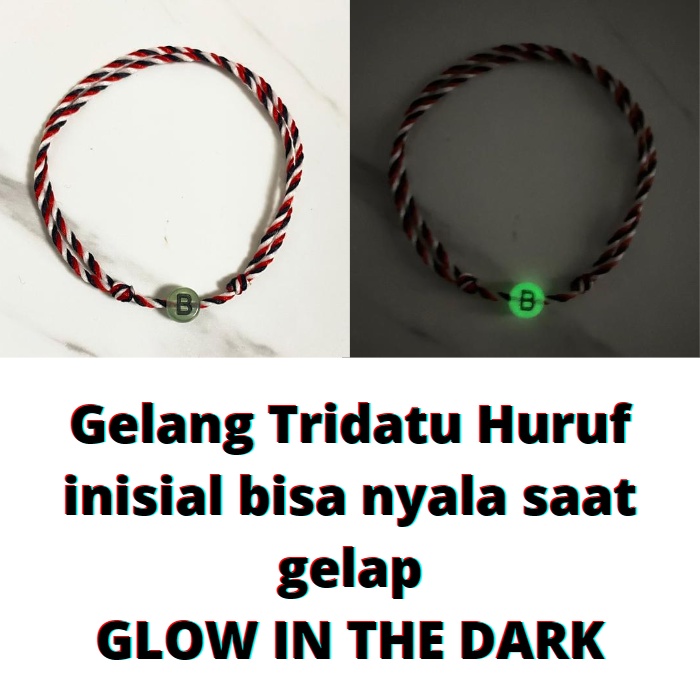 Gelang Huruf Inisial Glow In The Dark Tali Tridatu Pria Wanita Keren