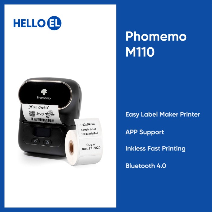 Terlaris Phomemo M110 Bluetooth Wireless Thermal Label Printer Maker
