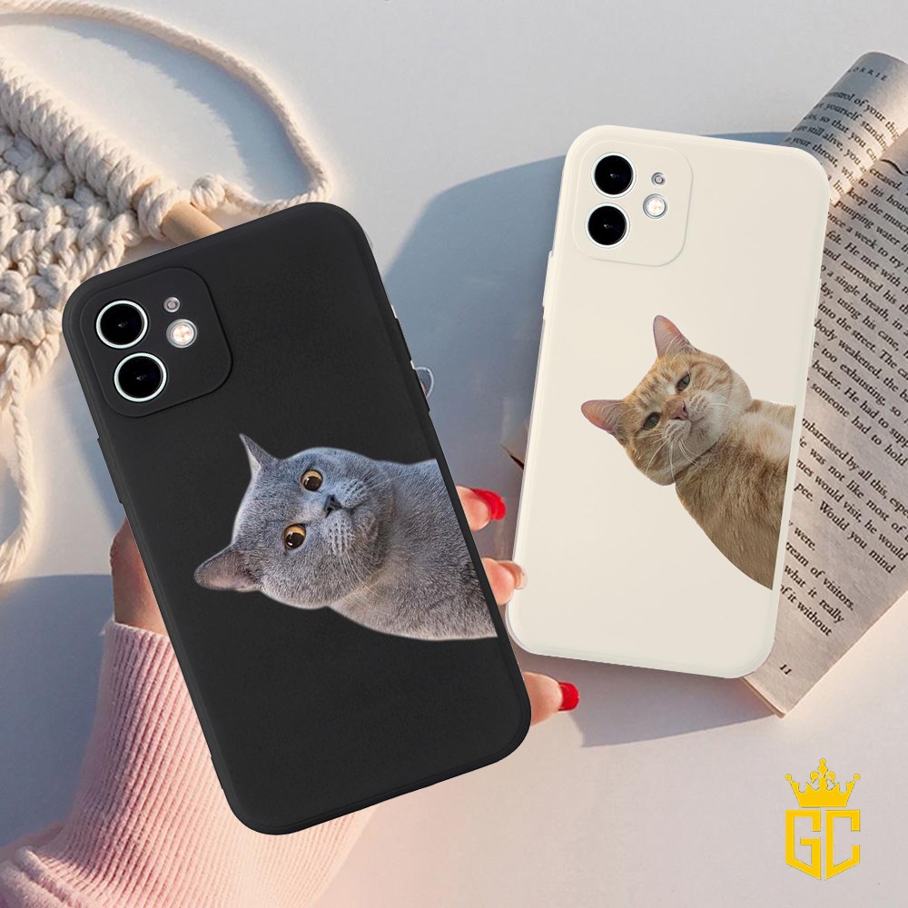Case Iphone X XS XR 11 12 - Softcase Square Edge Motif Kucing Lucu