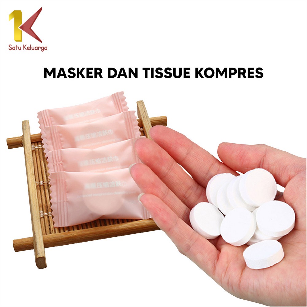 Satu Keluarga Tissue Bulat Mini Travel Sekali Pakai K142 Compressed Paper Mask Sheet Masker Wajah Ko