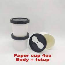 Paper cup 4OZ + Tutup Sendok isi 50Pcs