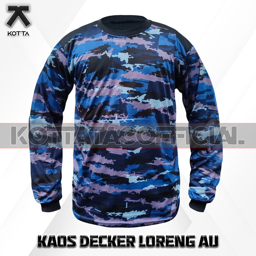 KAOS DECKER LORENG TNI AU  - KAOS LORENG TNI AU - KAOS PANJANG LORENG TNI AU