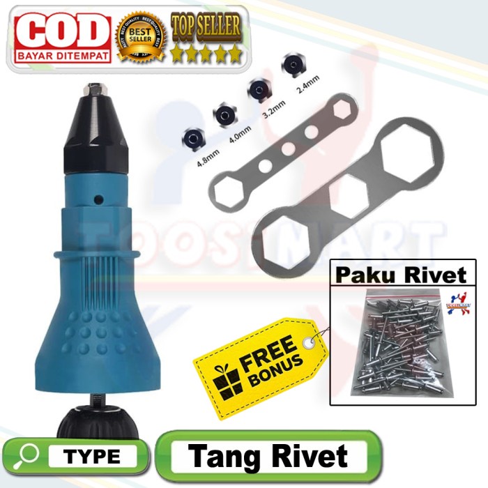 Terlaris Alat Tang Rivet Rivet Alat Konektor Adaptor Mata Bor Bonus Paku Rivet