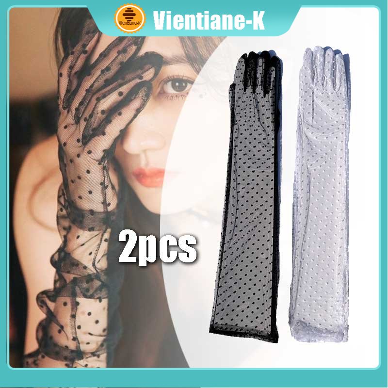 Sarung Tangan Pengantin Wedding Gloves Putih Hitam Panjang