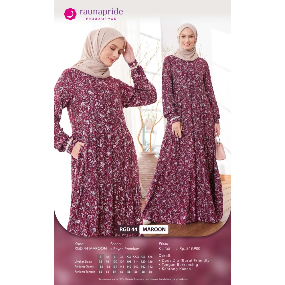 Rauna RGD 44 - Gamis Terbaru 2022 - Gamis Motif Kekinian