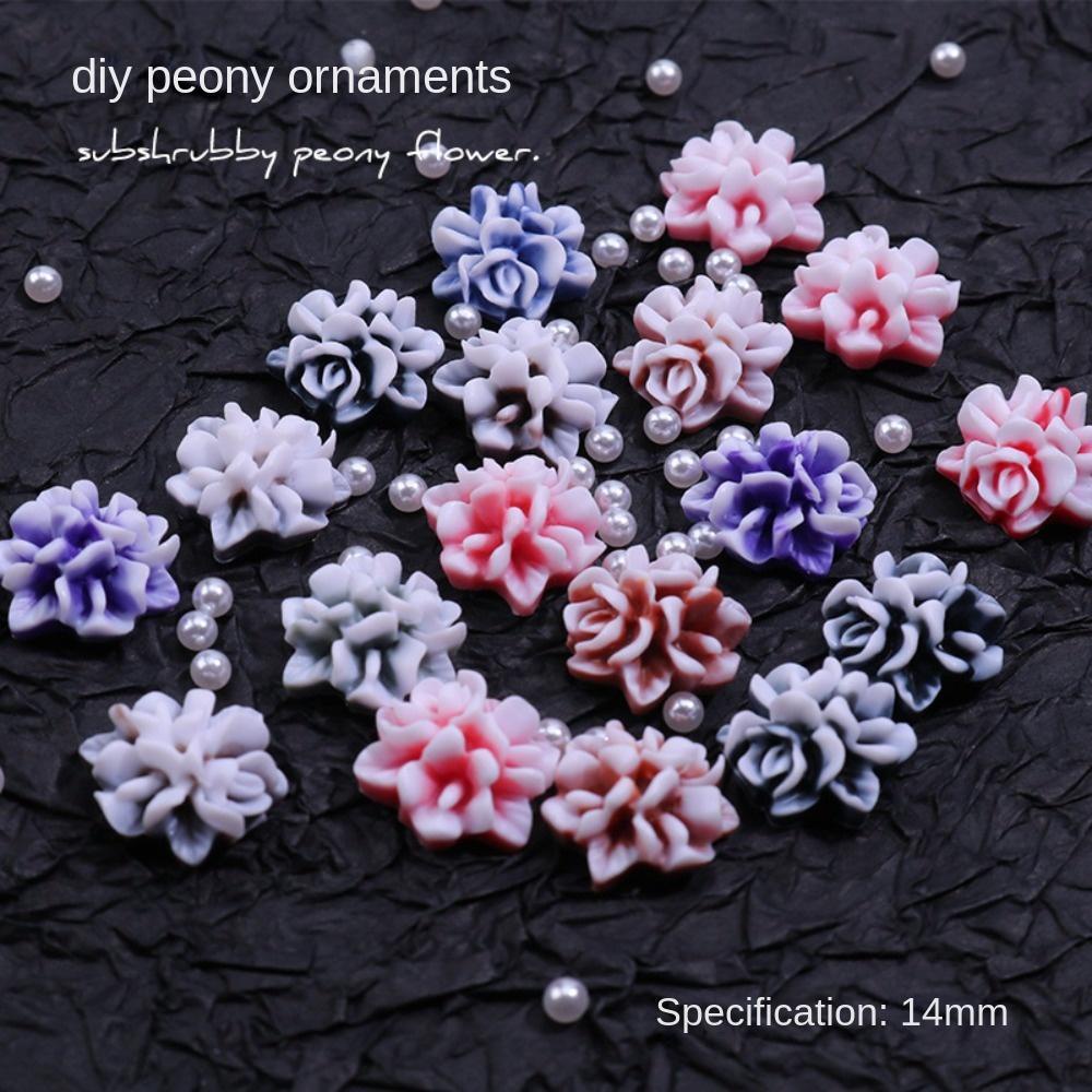 AUGUSTINA Agustina Bunga Dekorasi Kuku Pesona Kuku Resin Manikur Aksesoris Nail Art Cina Peony Bunga 3D Nail Art Drills
