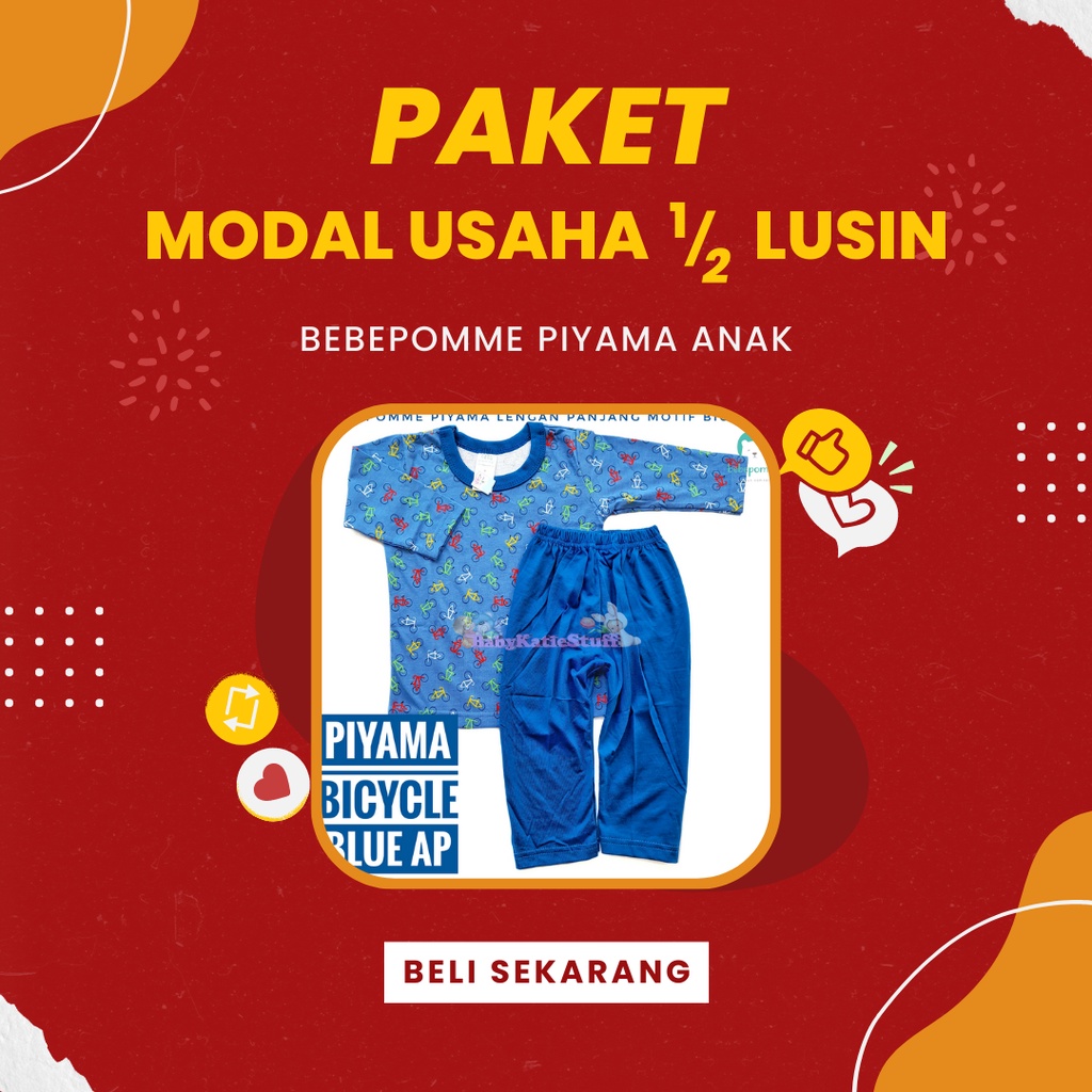 PAKET MODAL USAHA 1/2 LUSIN PIYAMA BAYI DAN ANAK USIA 3-6 TAHUN/BEBEPOMME BAJU TIDUR