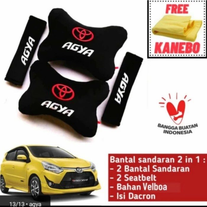 Bantal Leher AVANZA Sandaran Kepala Jok Mobil Headrest dan Seat Belt