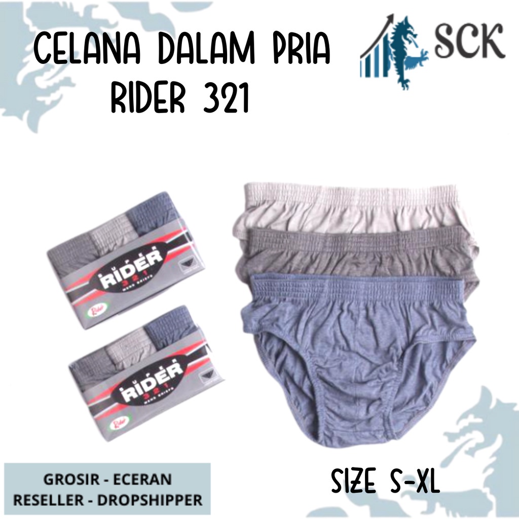 [ISI 3] CD Pria RIDER 321 Karet Bahan Katun Premium / Pakaian Dalam Pria / CD Laki - sckmenwear GROSIR