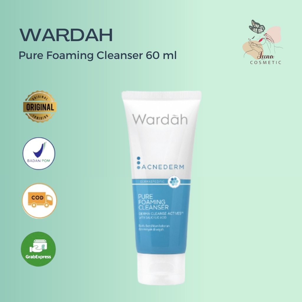 Wardah Acnederm Pure Foaming Cleanser 60 ml - Pembersih Wajah Berjerawat dan Berminyak