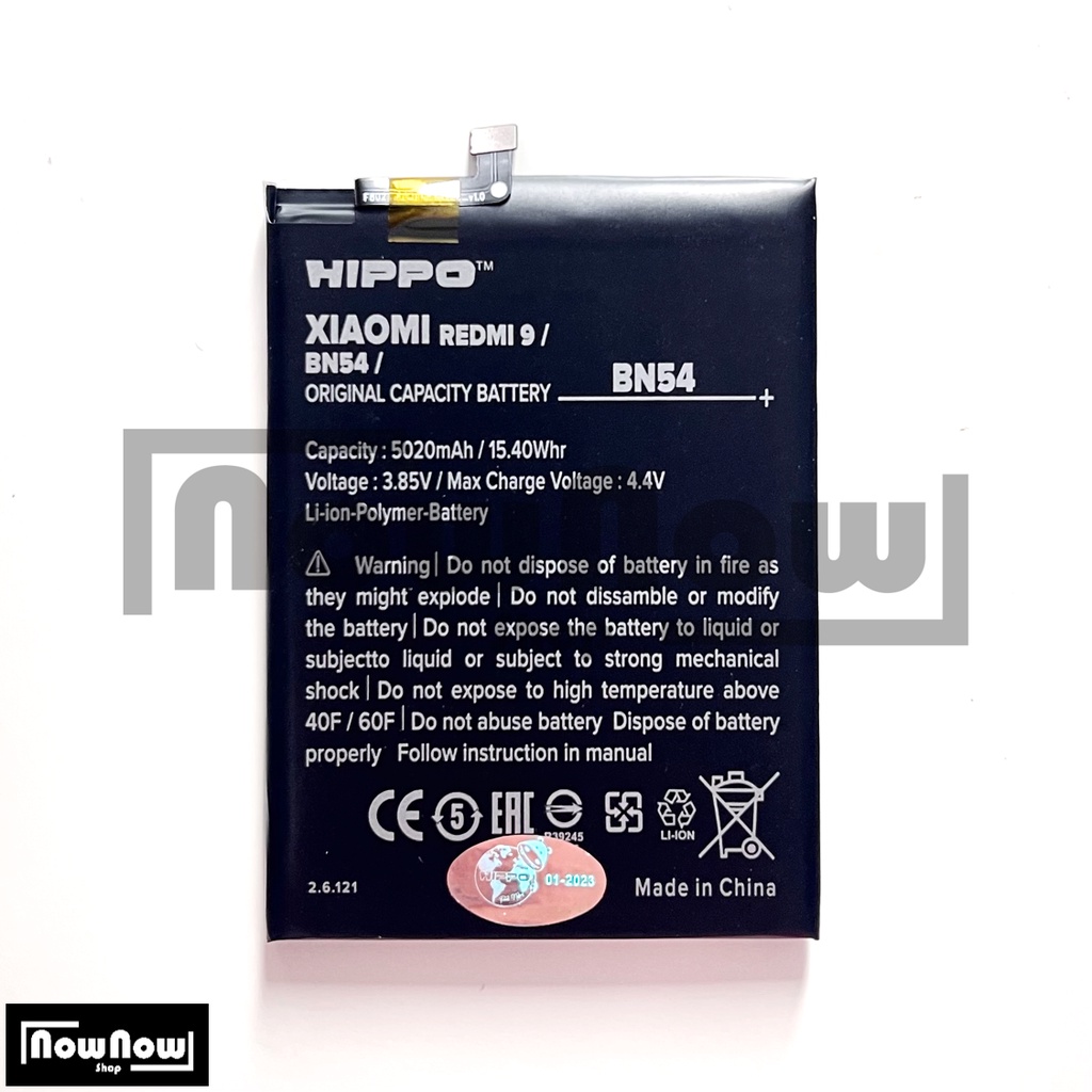 Baterai Hippo Xiaomi Redmi Note 9 / Redmi 9 / Redmi 9A BN54 BN 54 5020 mAh Original Batre Batrai Battery HP