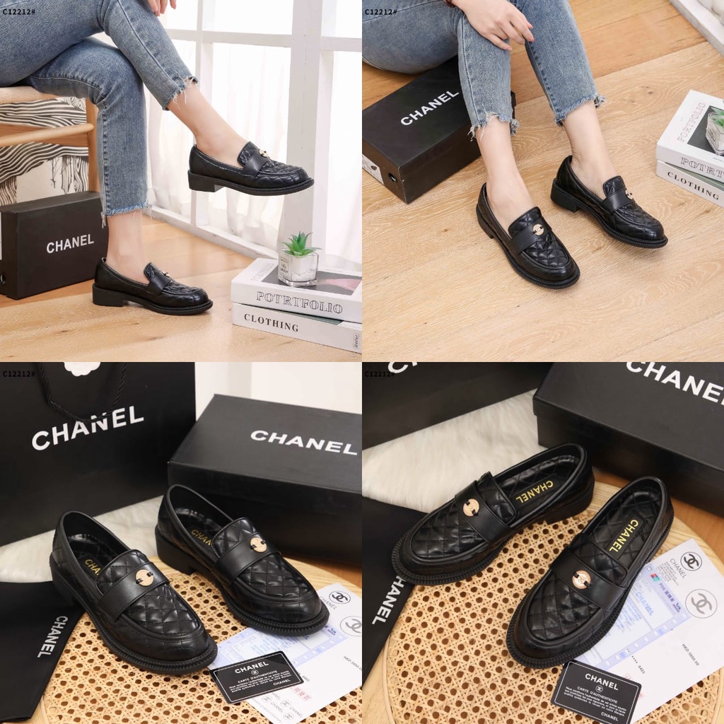 Ch Quilted Leather Loafers Women Shoes C12212