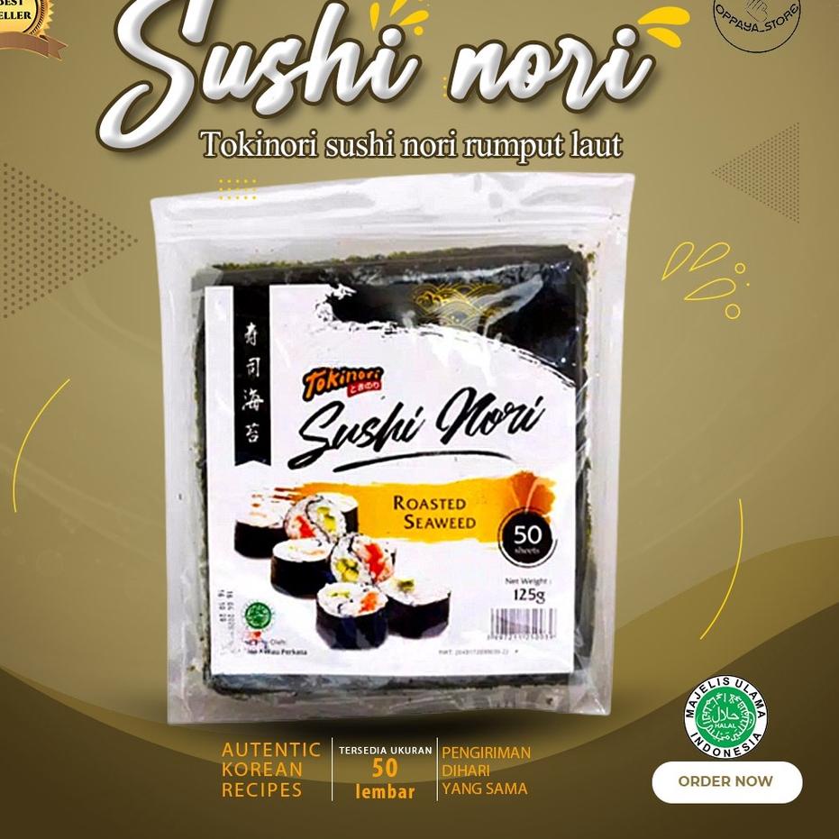 

♂ Tokinori 50 Set Halal Sushi/Kimbab 50 Lembar Rumput Laut Sushi Kimbab ❁