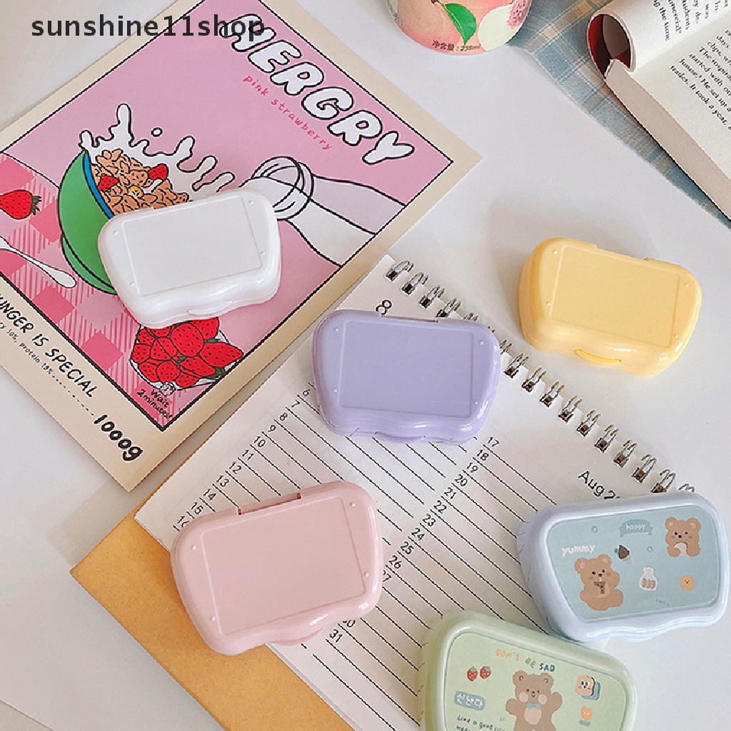 Sho Kartun Hewan Beruang Tempat Kontak Lensa Plastik Hard Contact Lens Box Lucu Tempat Kacamata Wadah Lensa Hadiah Natal N