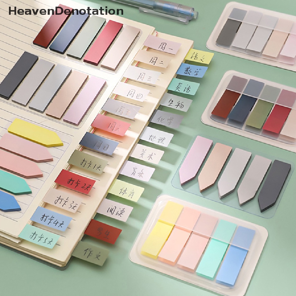 [HeavenDenotation] 100lembar Warna Vintage Lucu Transparan Sticky Notes Paster Stiker Kreatif Pet Notepad Indeks Bendera Titik Kunci Label Bookmark Alat Tulis HDV