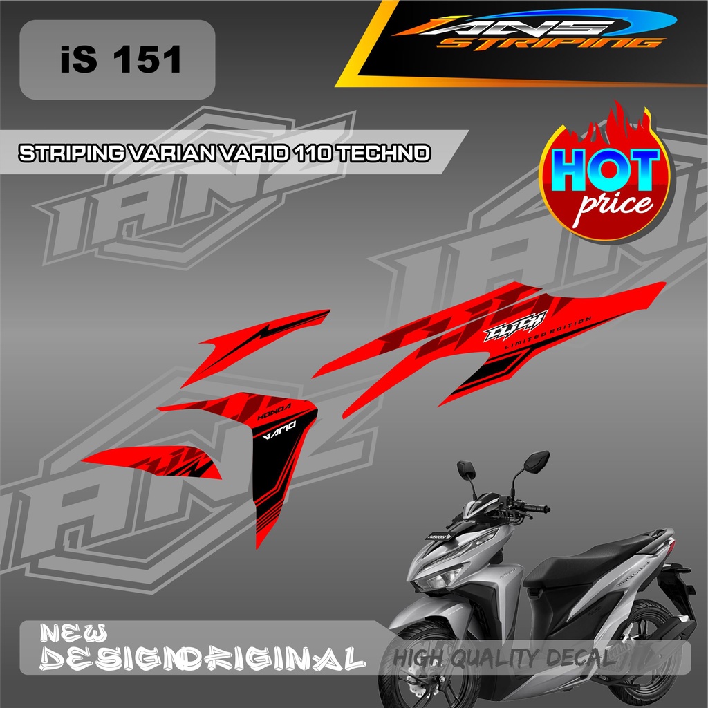 TERBARU STIKER DECAL HONDA VARIO TECHNO 110 / STRIPING VARIO TECHNO / VARIASI STIKER BODY VARIO 2009-2013 / DECAL KERETA VARIO LAMA IS151