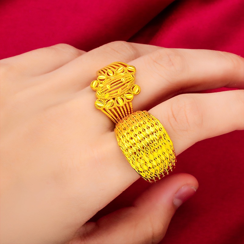 Goldkingdom Perhiasan Fashion Emas Asli Kadar 375 Bangkok Aksesoris Ready Stock2023Cincin Bunga Besar Lady Industri Berat Bisa Buka Tunangan, Kirim Hadiah Pacar