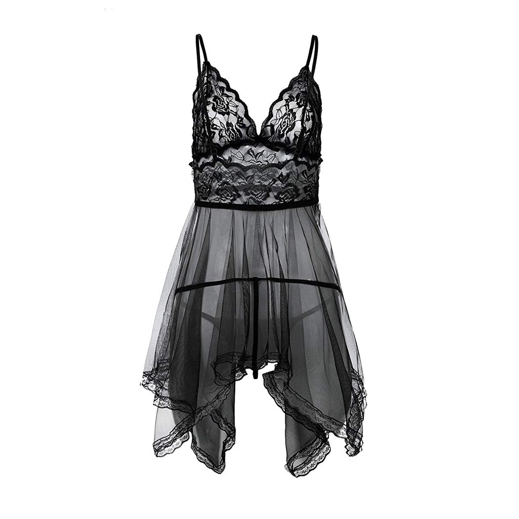 •GUMMY• BT002 Pakaian Lingerie Sexy V-Neck Model Renda Serat Mesh Eksotis / G String Bra Set Dres-7