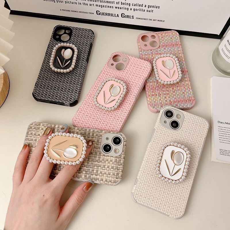 IPHONE Braided Desain Dudukan Tulip Kecil Wangi Tiga Warna Casing Ponsel Kompatibel Dengan Iphone12 13 14 11 Pro Max X Xs Max Xr Bgvgb