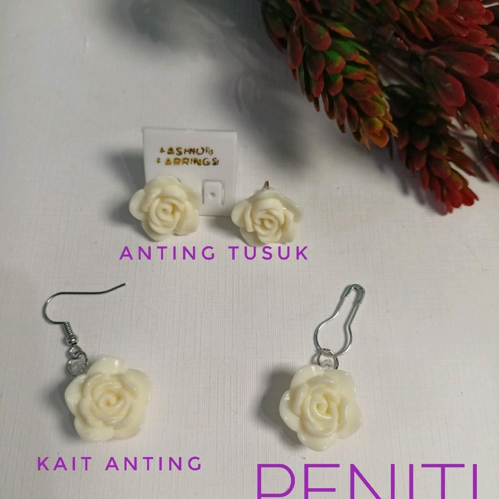 Anting hijab bunga mawar kekinian