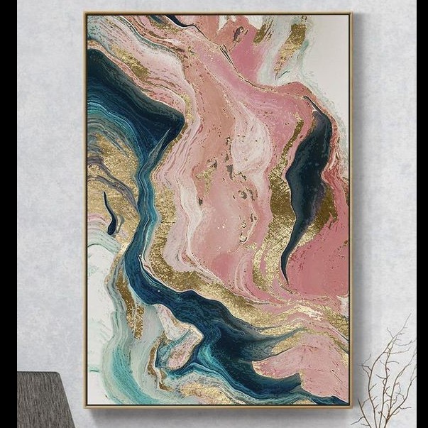 lukisan aksen gold lukisan dinding kanvas minimalis modren dekorasi rumah kamar aesthetic lukisan di