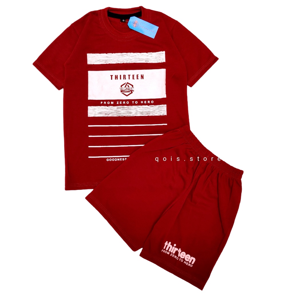 Setelan Anak Terlaris / Setelan Anak Distro Thirteen ,maroon blok