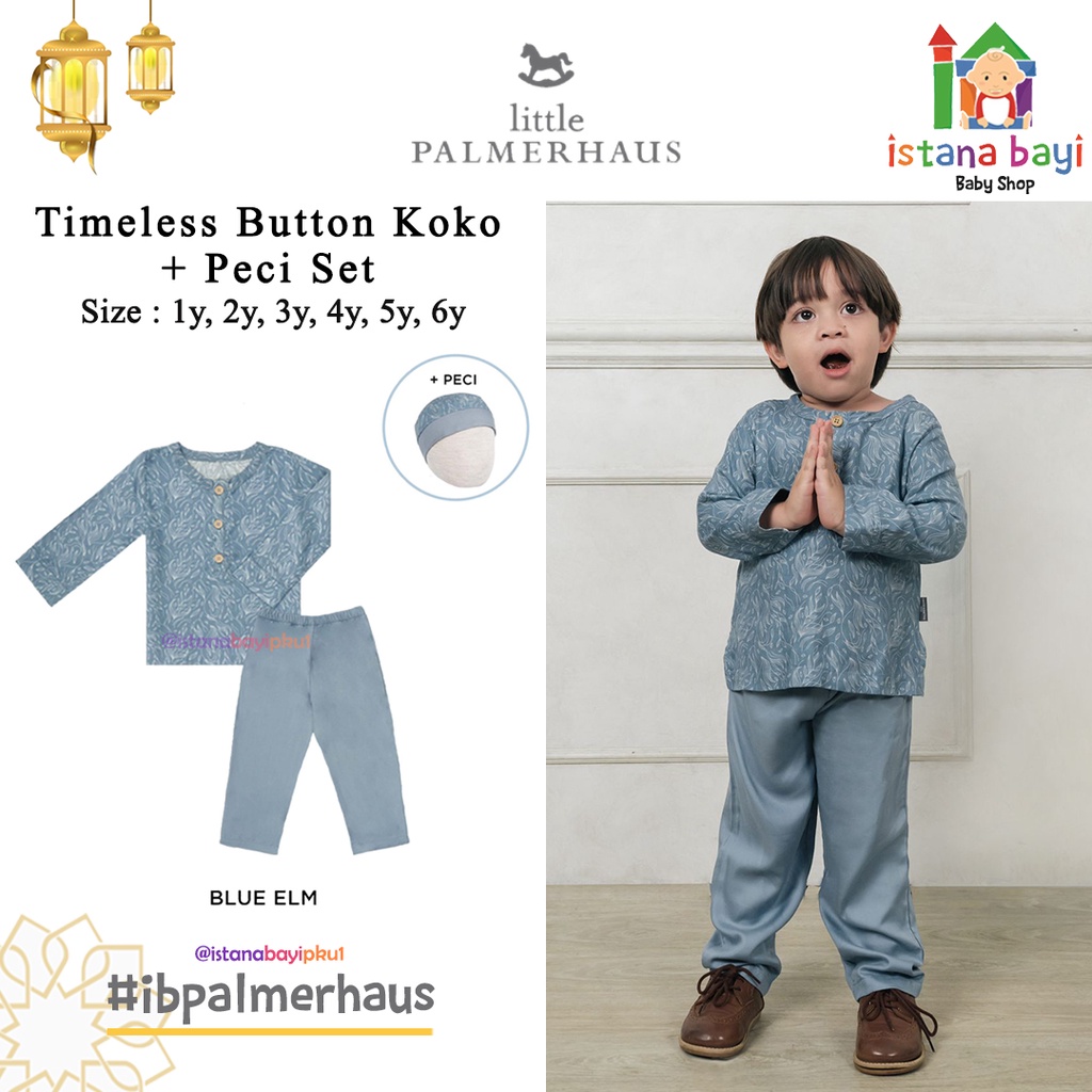 Palmerhaus IED SERIES - Timeless Button Koko Set + Peci by Little Palmerhaus /Koko anak 1-6 Tahun/IED Collection