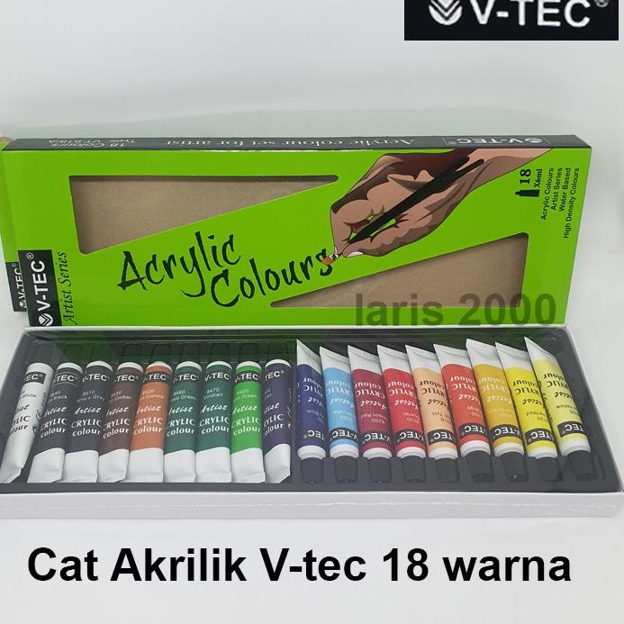 

Diskon s/d 30% V-tec Cat Akrilik / Cat Acrylic Colour Paint Set 18 Warna Vtec Lukis Kanvas