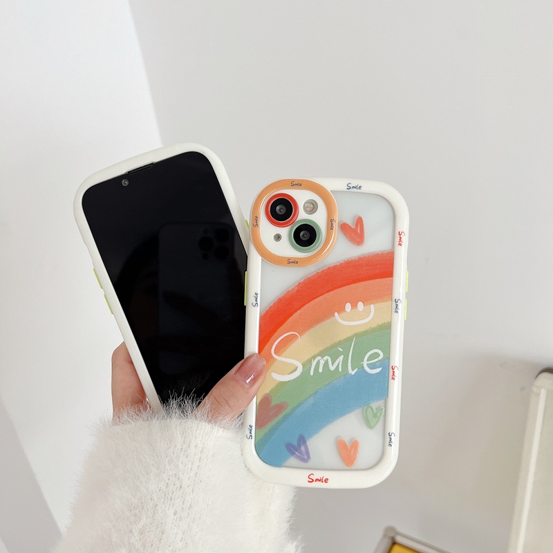 Rainbow Smile Puff Case iPhone 11 12 13 14 Pro Max 14 Plus Women's Cute Happy Love Pretty Friends Gifts Soft Casing Cover