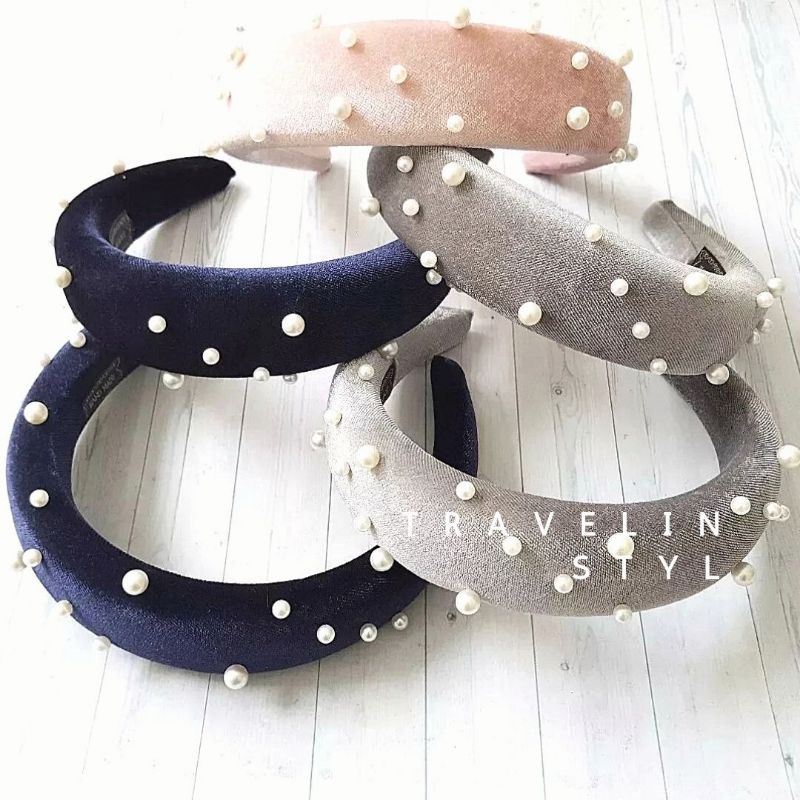 PREMIUM Bando Tebal Korea Empuk 4CM Bahan Velvet Bludru - Bandana Lebar Cloud Korean Headband Bando 