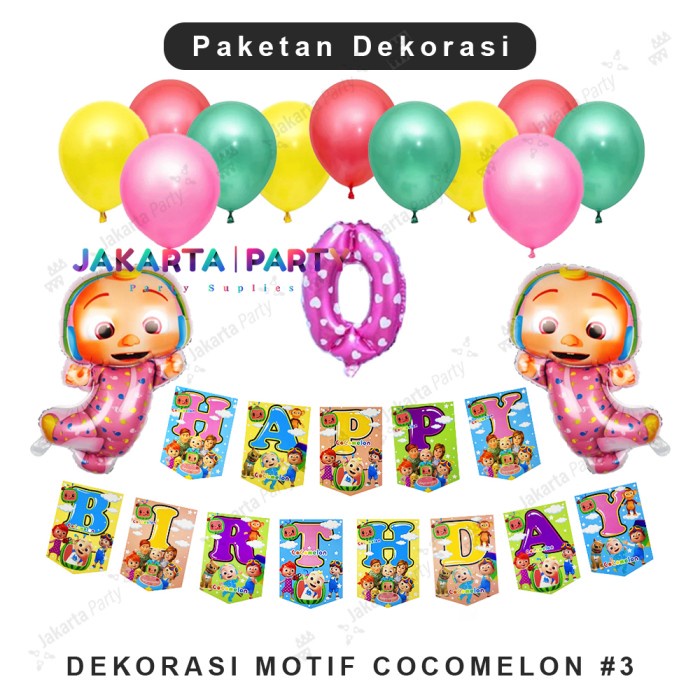 Paket Dekorasi Ultah Tema Cocomelon #3 / Dekorasi Ultah Cocomelon