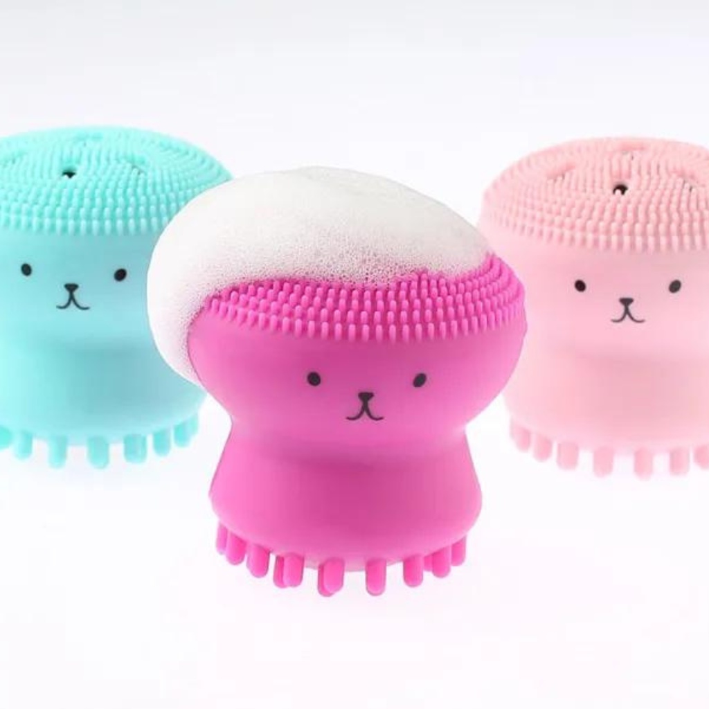 Alat Pembersih Wajah Silikon Karakter Gurita Sponge Octopus Spon Pembersih Wajah Facial Brush
