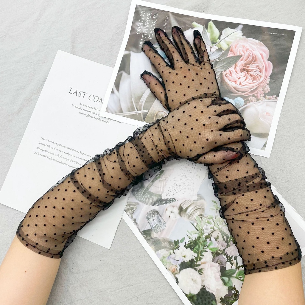 Sarung Tangan Pengantin Wedding Gloves Putih Hitam Panjang Premium Terbaik Berkualitas Awet Terbaru