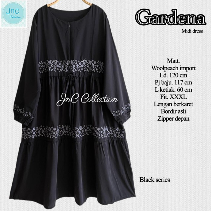 DRESS JUMBO WANITA BORDIR BUNGA LD 120- GARDENA MINI DRESS