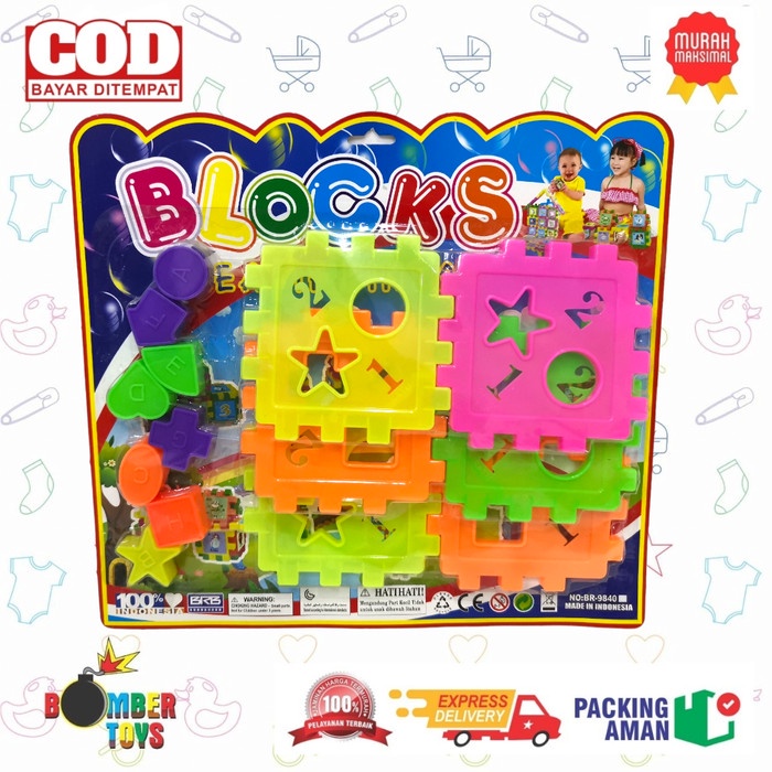 MAINAN ANAK BLOK PERSEGI PUZZLE KUBUS ISI 8 BENTUK KREATIF EDUKASI TOY