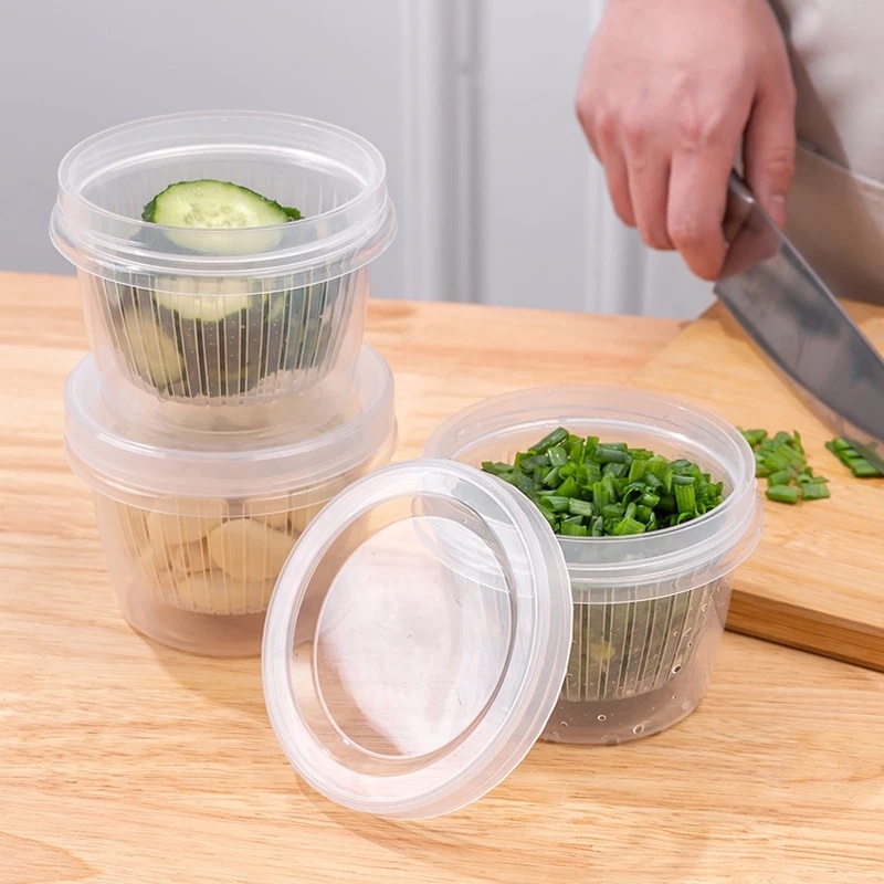 Green Onion Crisper Utensils for Kitchen Ginger Garlic Drain Kotak Penyimpanan Wadah Plastik Kulkas Buah Segar-keeping Seal Organizer Box