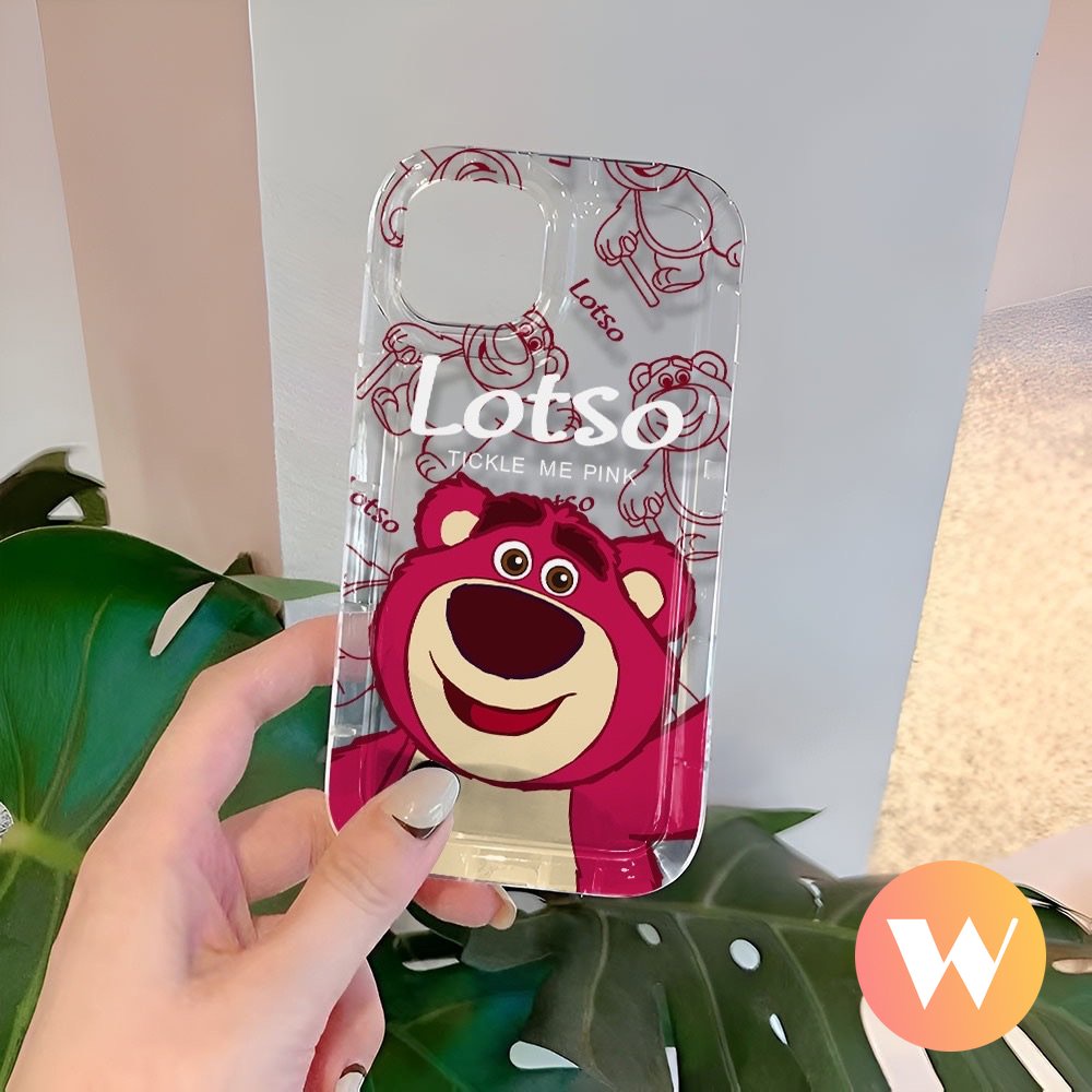 Kartun Imut Strawberry Bear Manyo Case Kompatibel Untuk iPhone 7Plus 11 13 12 14 Pro Max XR X XS Max8 7 6s 6 Plus SE 2020 Transparan Shockproof Airbag Lembut Tpu Silicon Phone Cover