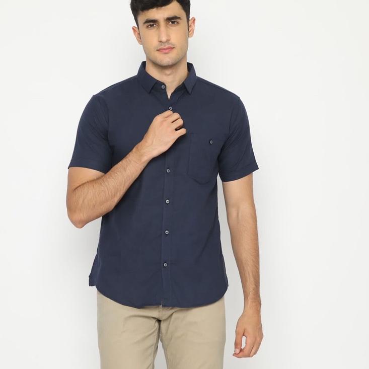 ➸ Code Male - Brave Kemeja Pria Basic Navy Dark Slimfit ☄