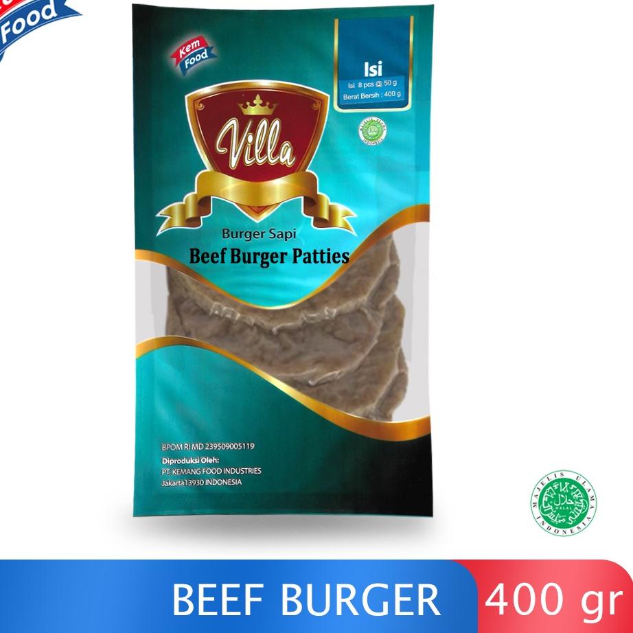

>D2289) ⭐⭐⭐⭐⭐ Villa Beef Burger Patties isi 8pcs - 400gr