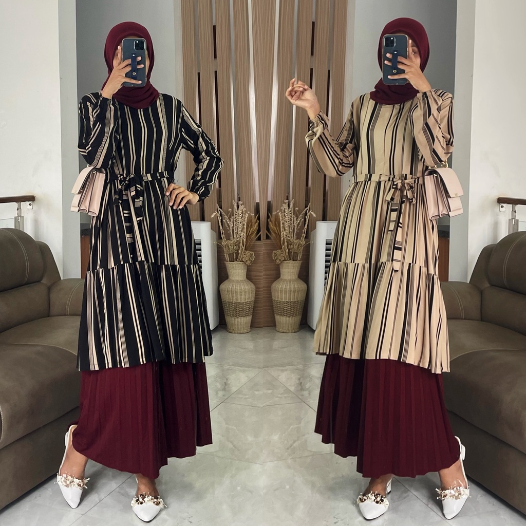 VANYA tunik by ZALFA OUTFIT / tunik motif / tunik rayon / tunik tartan