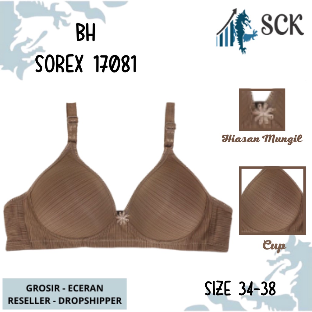 BH SOREX 17081 Tanpa Kawat Busa Tipis Motif Bunga / Pakaian Dalam Wanita - sckmenwear GROSIR