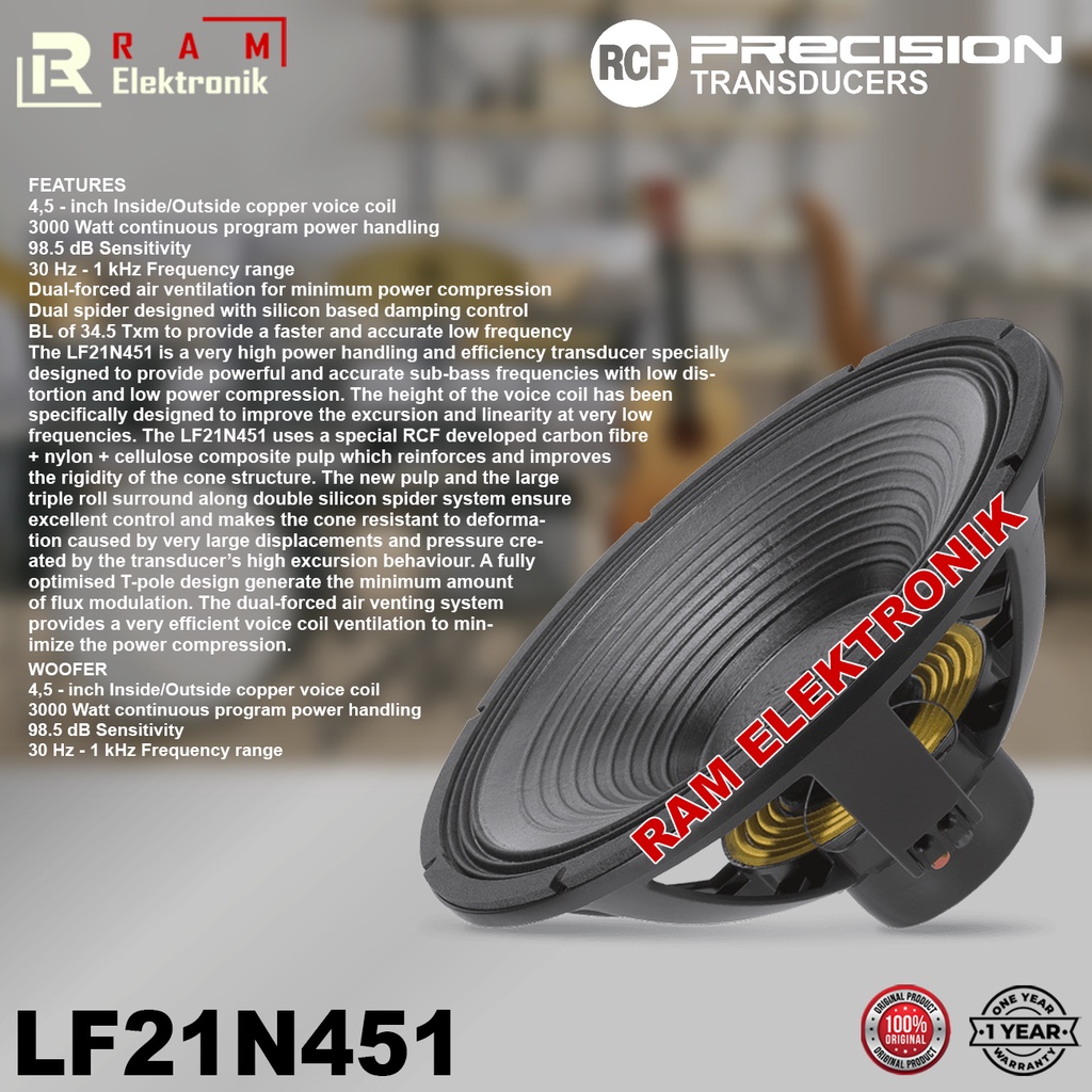 Komponen Speaker 21 Inch RCF LF21N451 | LF 21N451 3000 Watt Original