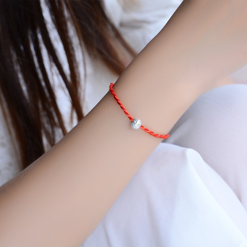 Gelang Untuk Wanita | Tali Warna Merah | Good Luck Goofy Gelang Tangan Rantai Aksen Mutiara Imitasi Warna Merah Untuk Wanita